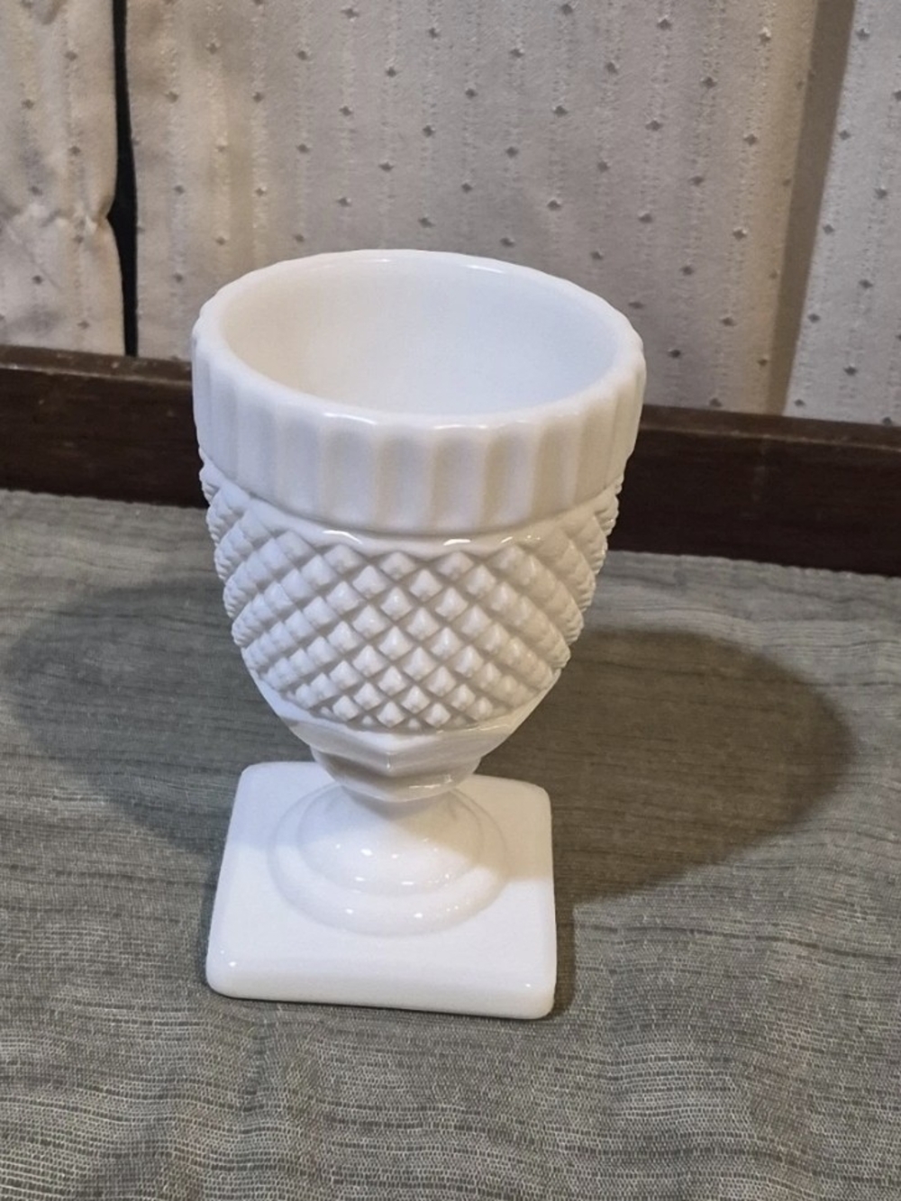 Westmoreland Milk Glass English Hobnail Goblet Square Base 5-1/8"
